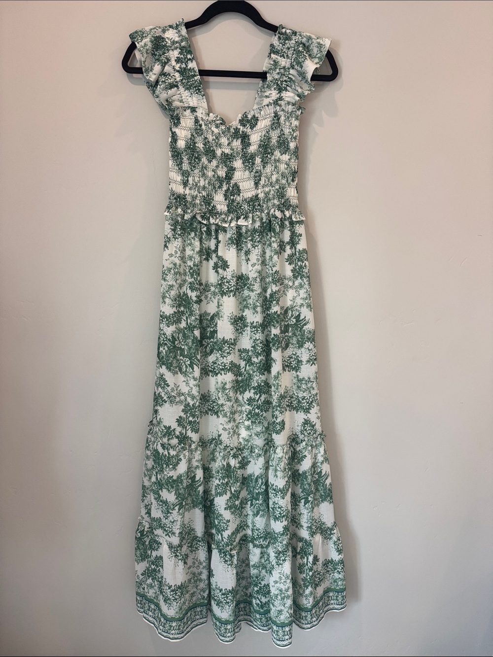 Max Studio White and Green Floral Maxi Dress